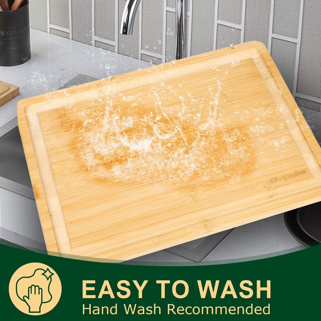 Extra Large Cutting Board, 17" Bamboo Cutting Boards for Kitchen with Juice Groove and Handles Kitchen Chopping Board for Meat Cheese board Heavy Duty Serving Tray, XL